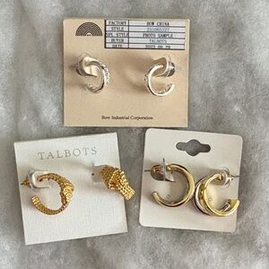 Talbots Gold and Silver Textured Earrings Set